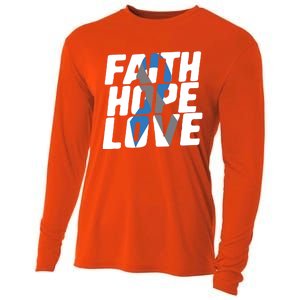 Faith Hope Love Diabetes Awareness Blue Ribbon Cool Gift Cooling Performance Long Sleeve Crew