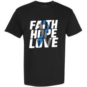 Faith Hope Love Diabetes Awareness Blue Ribbon Cool Gift Garment-Dyed Heavyweight T-Shirt