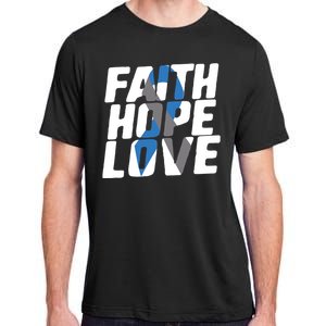 Faith Hope Love Diabetes Awareness Blue Ribbon Cool Gift Adult ChromaSoft Performance T-Shirt