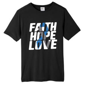 Faith Hope Love Diabetes Awareness Blue Ribbon Cool Gift Tall Fusion ChromaSoft Performance T-Shirt