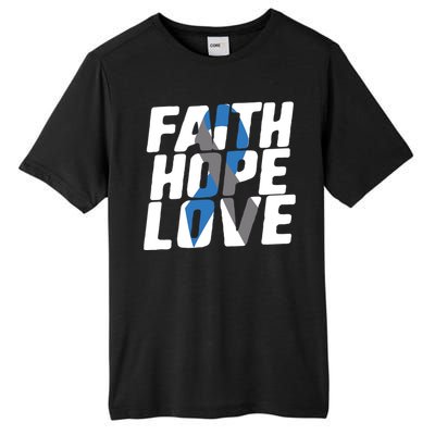 Faith Hope Love Diabetes Awareness Blue Ribbon Cool Gift Tall Fusion ChromaSoft Performance T-Shirt