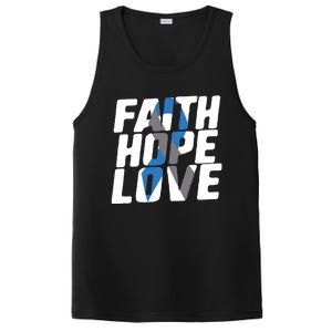 Faith Hope Love Diabetes Awareness Blue Ribbon Cool Gift PosiCharge Competitor Tank