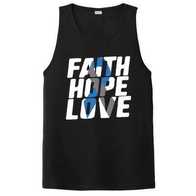 Faith Hope Love Diabetes Awareness Blue Ribbon Cool Gift PosiCharge Competitor Tank