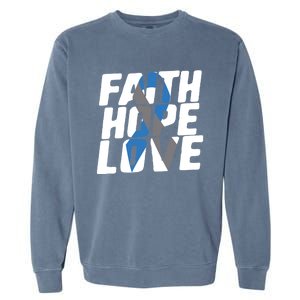 Faith Hope Love Diabetes Awareness Blue Ribbon Cool Gift Garment-Dyed Sweatshirt