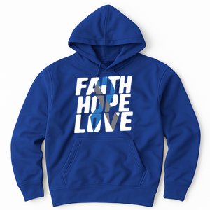 Faith Hope Love Diabetes Awareness Blue Ribbon Cool Gift Hoodie