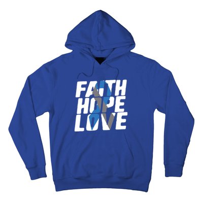 Faith Hope Love Diabetes Awareness Blue Ribbon Cool Gift Hoodie