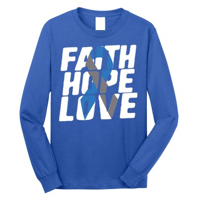 Faith Hope Love Diabetes Awareness Blue Ribbon Cool Gift Long Sleeve Shirt