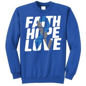 Faith Hope Love Diabetes Awareness Blue Ribbon Cool Gift Sweatshirt