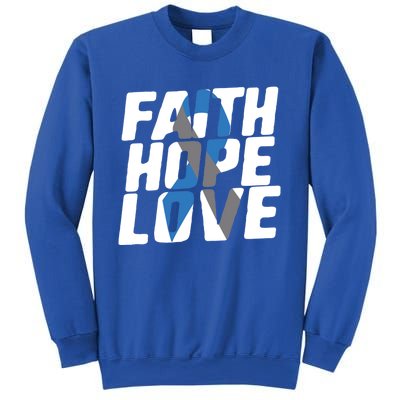 Faith Hope Love Diabetes Awareness Blue Ribbon Cool Gift Sweatshirt