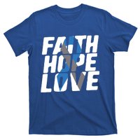 Faith Hope Love Diabetes Awareness Blue Ribbon Cool Gift T-Shirt