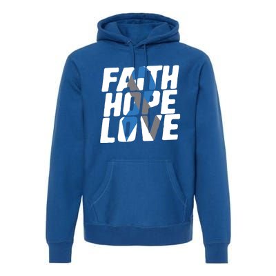 Faith Hope Love Diabetes Awareness Blue Ribbon Cool Gift Premium Hoodie