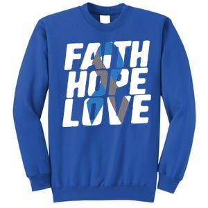 Faith Hope Love Diabetes Awareness Blue Ribbon Cool Gift Tall Sweatshirt