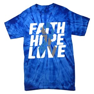 Faith Hope Love Diabetes Awareness Blue Ribbon Cool Gift Tie-Dye T-Shirt