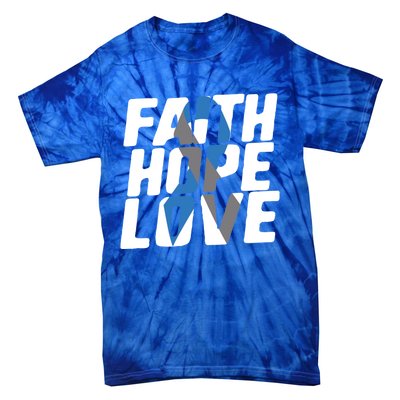 Faith Hope Love Diabetes Awareness Blue Ribbon Cool Gift Tie-Dye T-Shirt