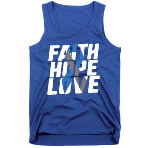 Faith Hope Love Diabetes Awareness Blue Ribbon Cool Gift Tank Top