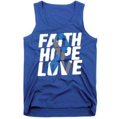 Faith Hope Love Diabetes Awareness Blue Ribbon Cool Gift Tank Top