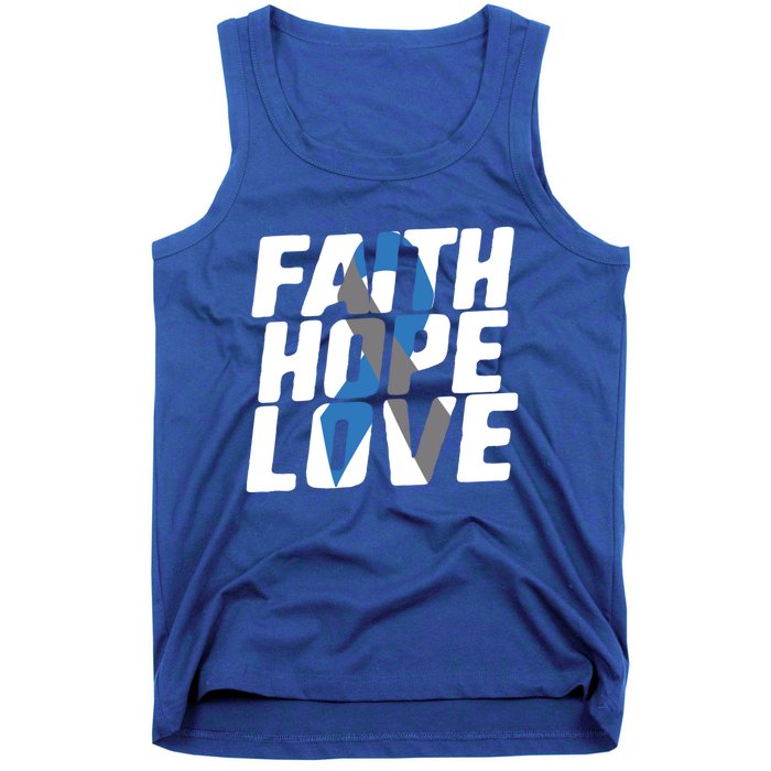 Faith Hope Love Diabetes Awareness Blue Ribbon Cool Gift Tank Top