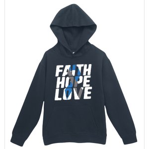 Faith Hope Love Diabetes Awareness Blue Ribbon Cool Gift Urban Pullover Hoodie