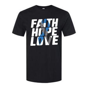 Faith Hope Love Diabetes Awareness Blue Ribbon Cool Gift Softstyle CVC T-Shirt