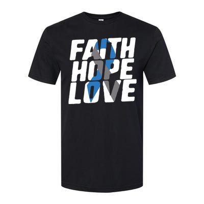 Faith Hope Love Diabetes Awareness Blue Ribbon Cool Gift Softstyle CVC T-Shirt