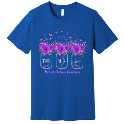 Faith Hope Love Domestic Violence Awareness Purple Sunflower Cute Gift Premium T-Shirt