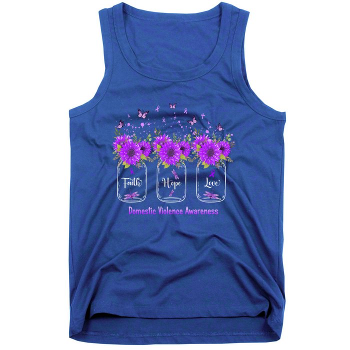 Faith Hope Love Domestic Violence Awareness Purple Sunflower Cute Gift Tank Top