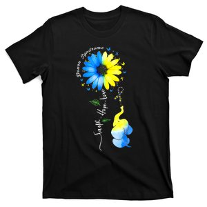 Faith Hope Love Awareness DownS Syndrome The Blue Elephant T-Shirt