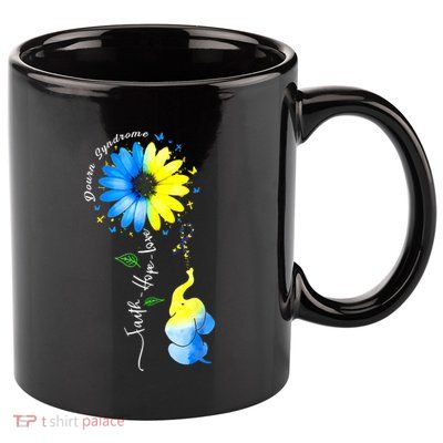 Faith Hope Love Awareness DownS Syndrome The Blue Elephant 11oz C Handle Ceramic Mug