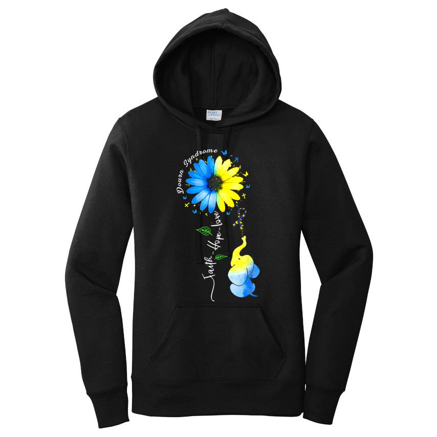 Faith Hope Love Awareness DownS Syndrome The Blue Elephant Women's Pullover Hoodie