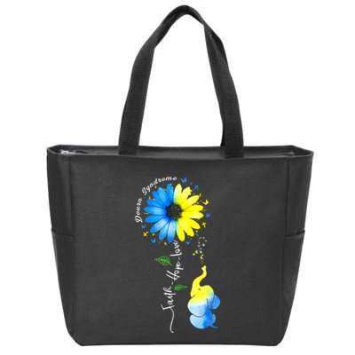 Faith Hope Love Awareness DownS Syndrome The Blue Elephant Zip Tote Bag