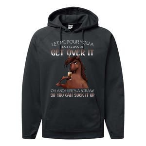 Funny Horse Let Me Pour You A Glass Of Get Over It Christmas Performance Fleece Hoodie