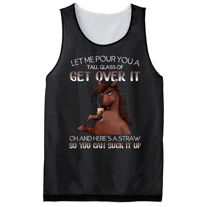 Funny Horse Let Me Pour You A Glass Of Get Over It Christmas Mesh Reversible Basketball Jersey Tank