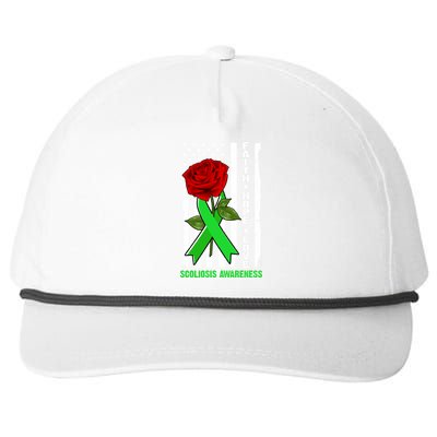 Faith Hope Love Scoliosis Awareness USA Rose Flag Snapback Five-Panel Rope Hat