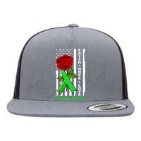 Faith Hope Love Scoliosis Awareness USA Rose Flag Flat Bill Trucker Hat