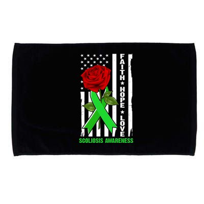 Faith Hope Love Scoliosis Awareness USA Rose Flag Microfiber Hand Towel