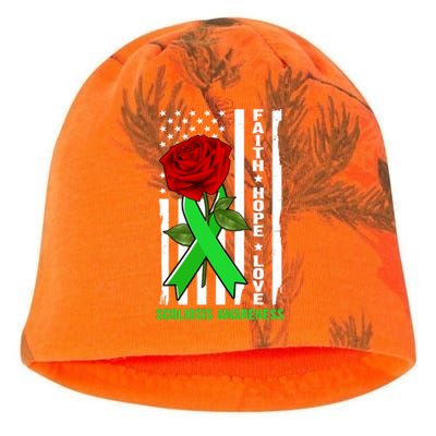 Faith Hope Love Scoliosis Awareness USA Rose Flag Kati - Camo Knit Beanie