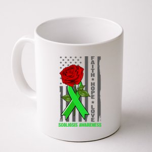 Faith Hope Love Scoliosis Awareness USA Rose Flag Coffee Mug