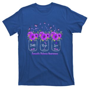 Faith Hope Love Domestic Violence Awareness Purple Sunflower Gift T-Shirt