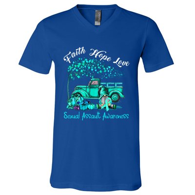 Faith Hope Love Sexual Assault Awareness Gift V-Neck T-Shirt