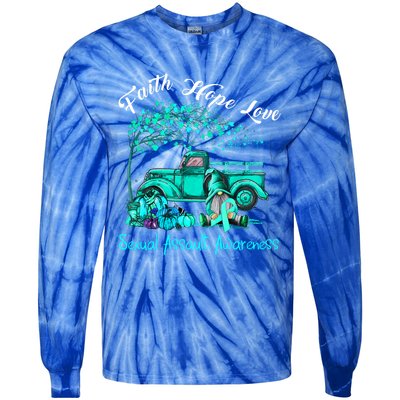 Faith Hope Love Sexual Assault Awareness Gift Tie-Dye Long Sleeve Shirt