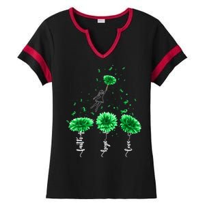 Faith Hope Love Green Sunflower Ney Disease Awareness Gift Ladies Halftime Notch Neck Tee