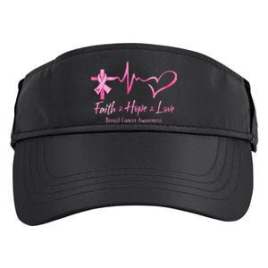 Faith Hope Love Breast Cancer Awareness Ribbon Heartbeat Adult Drive Performance Visor