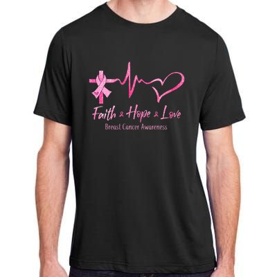 Faith Hope Love Breast Cancer Awareness Ribbon Heartbeat Adult ChromaSoft Performance T-Shirt