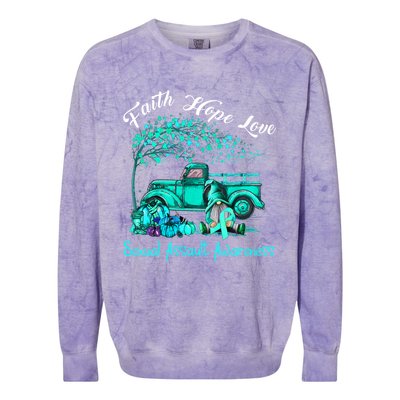 Faith Hope Love Sexual Assault Awareness Gift Colorblast Crewneck Sweatshirt