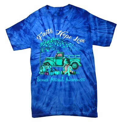 Faith Hope Love Sexual Assault Awareness Gift Tie-Dye T-Shirt