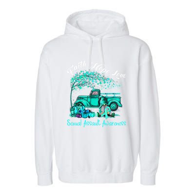 Faith Hope Love Sexual Assault Awareness Gift Garment-Dyed Fleece Hoodie