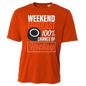 Funny Hockey Lovers Weekend Forecast Chance Of Hockey Cute Gift Cooling Performance Crew T-Shirt