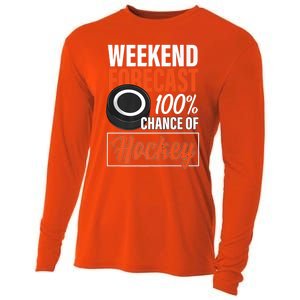 Funny Hockey Lovers Weekend Forecast Chance Of Hockey Cute Gift Cooling Performance Long Sleeve Crew