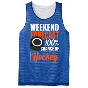 Funny Hockey Lovers Weekend Forecast Chance Of Hockey Cute Gift Mesh Reversible Basketball Jersey Tank