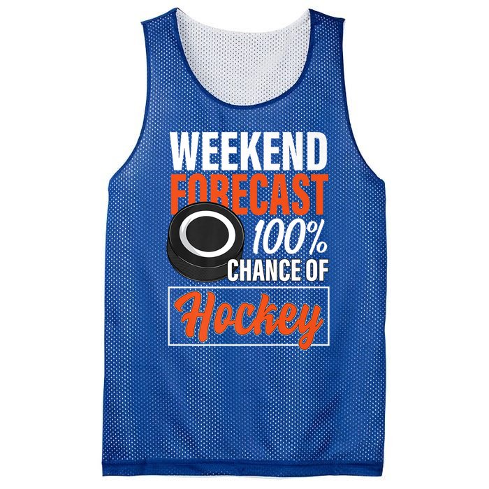 Funny Hockey Lovers Weekend Forecast Chance Of Hockey Cute Gift Mesh Reversible Basketball Jersey Tank